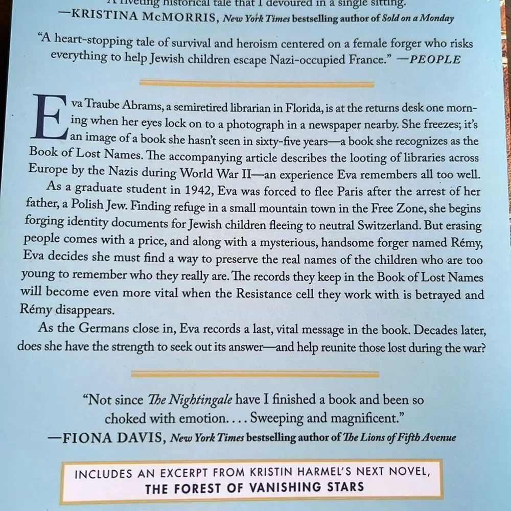 KRISTEN HARMEL  THE BOOK OF LOST NAMES